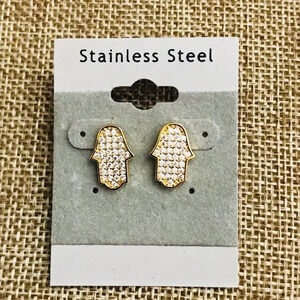 NWT Hamsa with cubic zicornia earrings